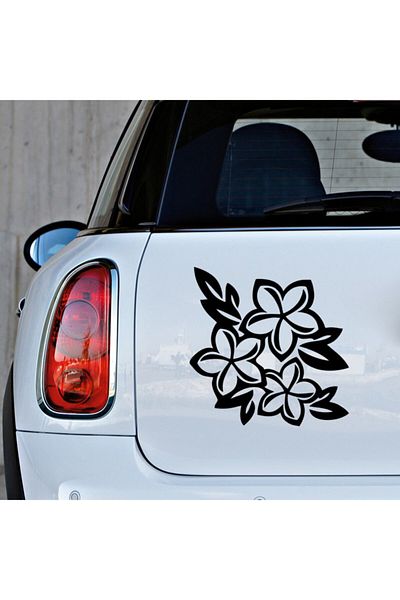 MIGNATIS Flowers And Leaves Wall Modified Car Sticker 25cm - Black