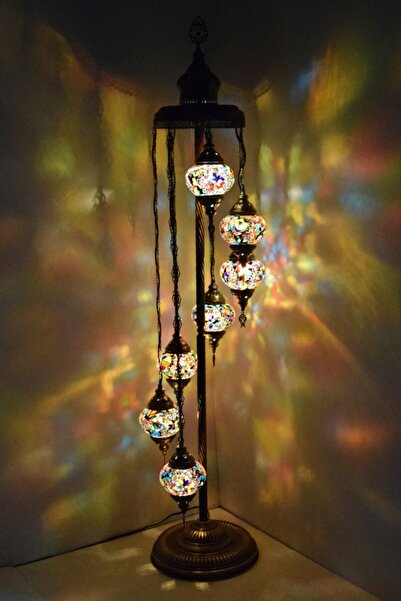 karlıkturistik Lambader Çoklu Elişi Sarkıt Camlı,mozaik Ayaklı Lambader,dekoratif Köşe Lambası Model 3