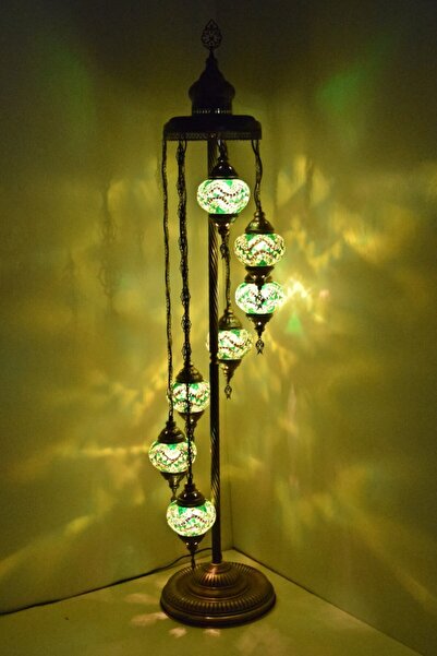 karlıkturistik Lambader Çoklu Elişi Sarkıt Camlı,mozaik Ayaklı Lambader,dekoratif Köşe Lambası Model 12