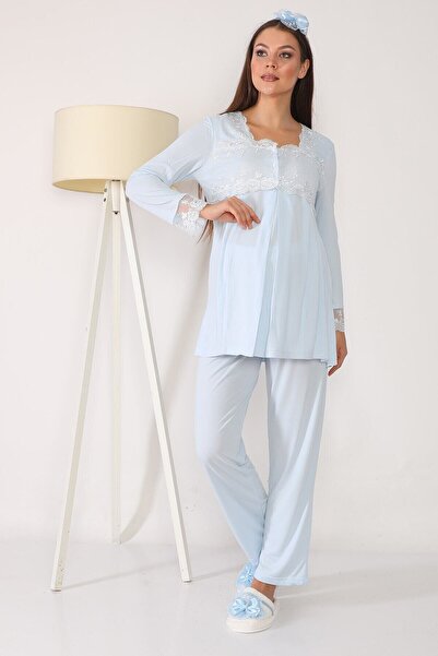 lohusahamile Lohusa Hamile 2603 Mavi Lohusa Pijama