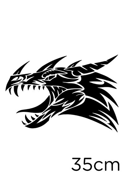 MIGNATIS Autocolant cu cap de dragon supărat cu gura deschisă 35 cm - negru