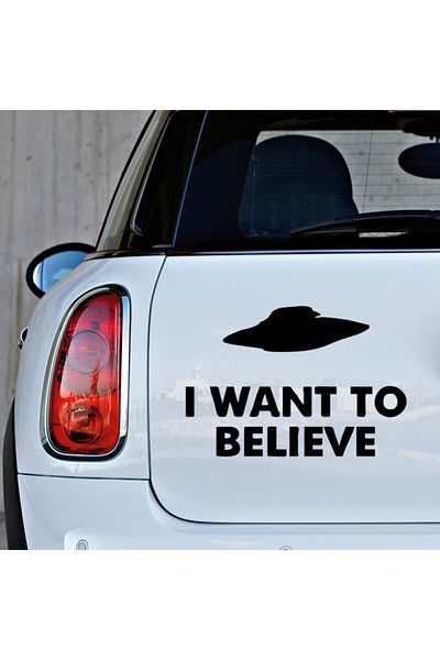 MIGNATIS Autocolant cu scriere „I Want To Believe” - Lipire 35cm, Negru
