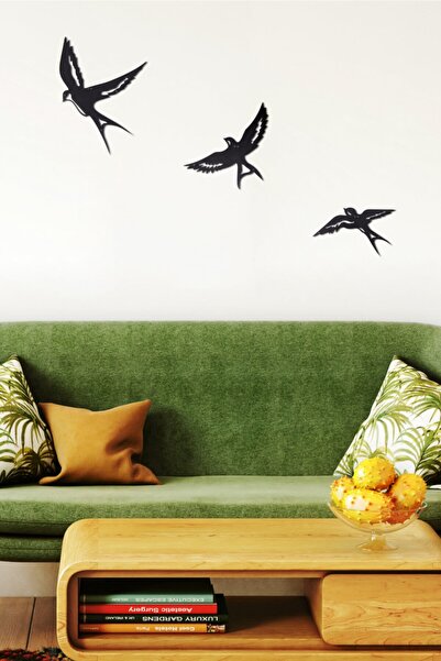 Gowpenart 3'lü Kırlangıç Ev&ofis Metal Duvar Tablosu- 26x35 Cm- 24x25 Cm- 23x...