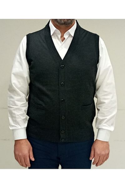 Çukurova Men's Smoked Classic Cut Knitwear Knitted Wool Vest