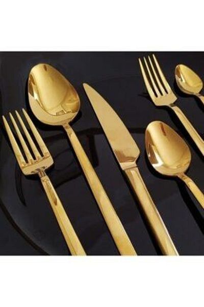 BRONDOFF Gold Titanium Fork Spoon Set 48 Pieces