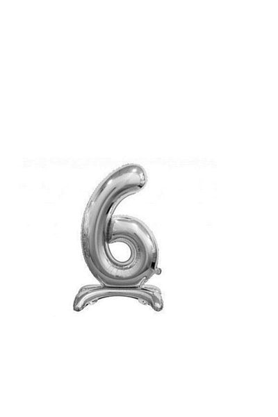 PARTİSERÜVENİ 6 Digit Footed Foil Balloon Silver 32 Inch (60 Cm)
