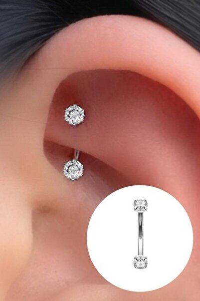Jaida Moda 316l Cerrahi Çelik Zirkon Taşlı Roke Ve Kaş Piercing