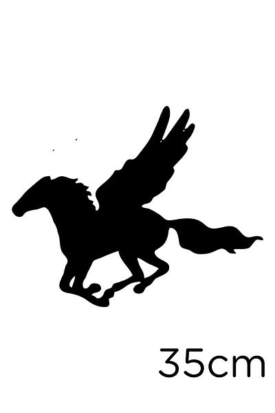 MIGNATIS Aripi Deschise Cal Zburător Pegasus Autocolant Lipire 35cm - Negru