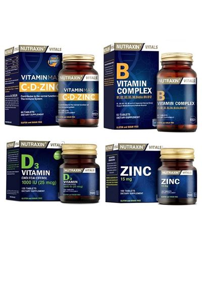 Nutraxin Vitamin Max and Vitamin B 60 Tablets + Vitamin D3 120 Tablets + Zinc 100 Tablets