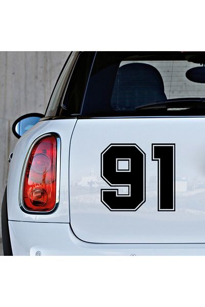 MIGNATIS Autocolant cu număr de 91 de numere cu contur exterior 35 cm - negru
