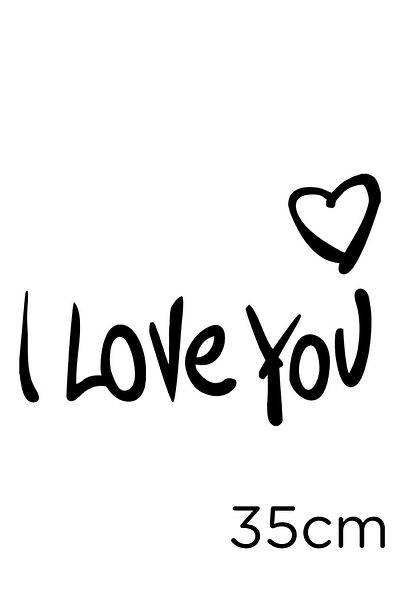 MIGNATIS Autocolant cu text I Love You și semn de inimă în partea de sus dreapta 35 cm - negru