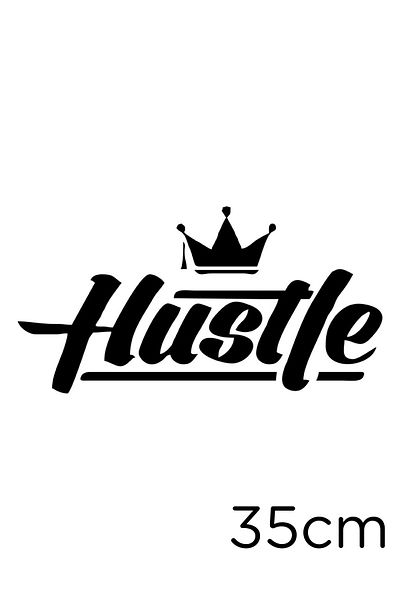 MIGNATIS Hustle Text King Crown Lipire autocolant pentru vehicul și perete 35cm - Negru