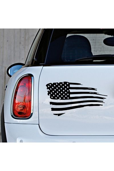 MIGNATIS Autocolant cu efect de vechime cu steag american 35 cm - negru