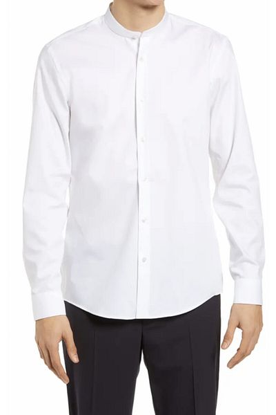 by shirts collection Cămașă albă pentru bărbați cu guler Elite Judge