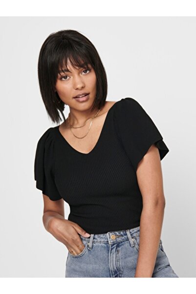 ONLY Kadın Siyah Kısa Kollu Bluz 15203888