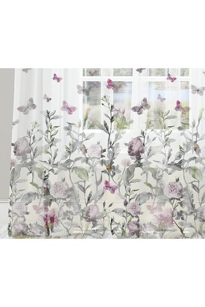 Alacastore Perdele din tul cu imprimeu floral transparent