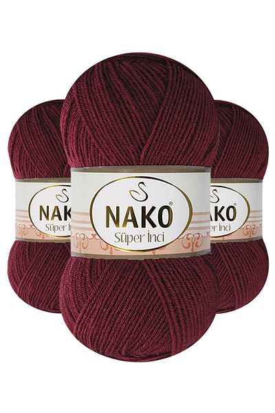 NAKO Super Inci 00999 (Claret Red) Πλεκτό Χειροποίητο Σπάτσο/μαλλί 5 Τεμάχια