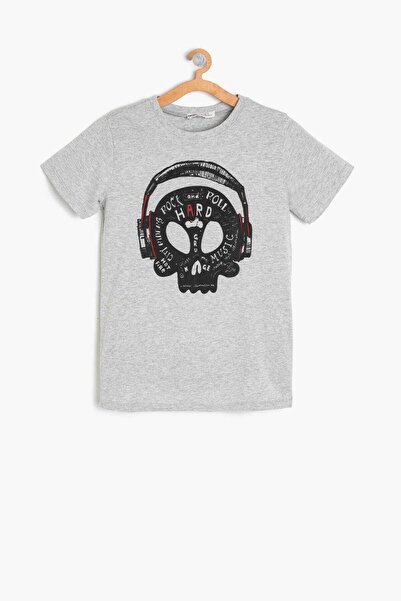 Koton Γκρι μπλουζάκι με στάμπα για αγόρι