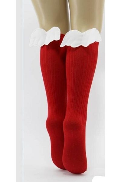 ÖZDEMİR Girl's Red Angel Knee-Length Socks with Accessories
