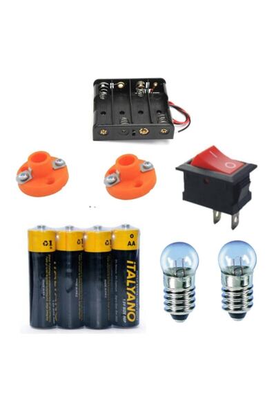 Emin İş Eğitim Elektirik Deney Seti, Mini Duy, Mini Ampul, Pil Yatağı, Aç- Kapa Anahtar, Kalem Pil