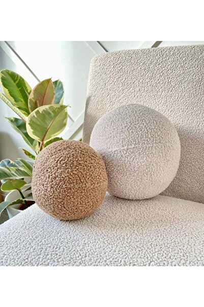 EACHTOME Teddy Top Yastık Takım Kahverengi Ekru