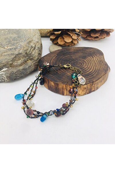 Porsuk Alternatif Kadın El Yapımı Etnik Otantik Hippi Boheem Cam Boncuk Halhal