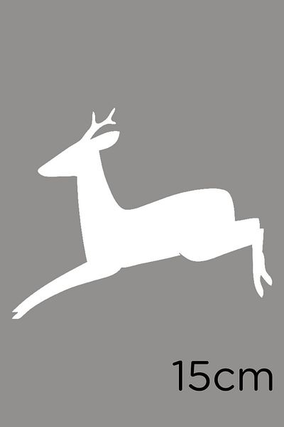 New Jargon Autocolant Jumping Deer 15cm pentru Vehicul și Perete - Alb