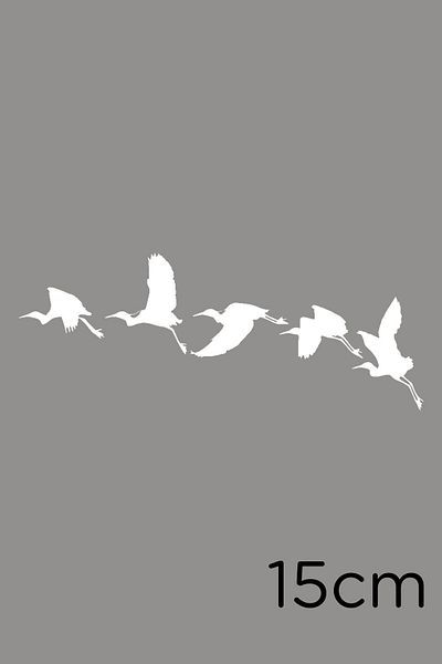 New Jargon Pelicans Flying in Flock Autocolant Lipire 15cm - Alb