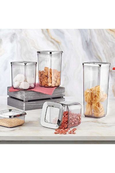 VİP AHMET 5 Piece Sun Square Storage Container Smoked Set of 5