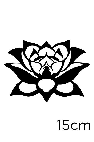 New Jargon Decoration Motif Lotus Flower Sticker for Yoga and Zen 15cm - Black