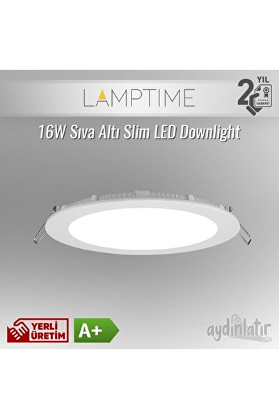 Lamptıme Lamptime 16w Sıva Altı Slım Led Downlight Armatür Yuvarlak Beyaz Gövde L260624 3000k (sarı)