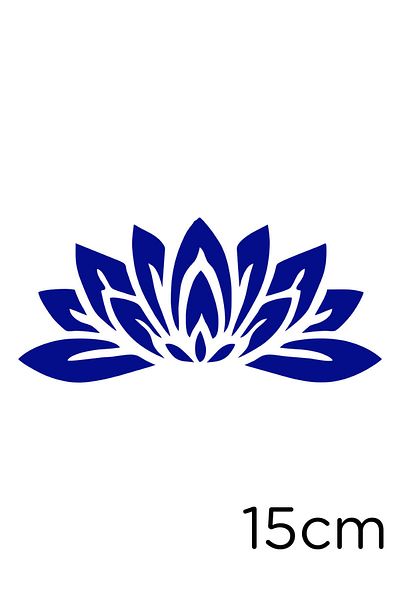 New Jargon Lotus Flower Patterned 15cm Sticker - Leafy, Navy Blue