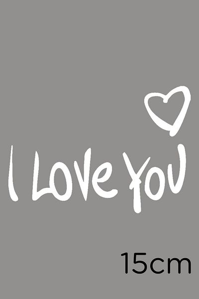 New Jargon Autocolant cu text I Love You și semn de inimă în partea de sus dreapta 15 cm - alb