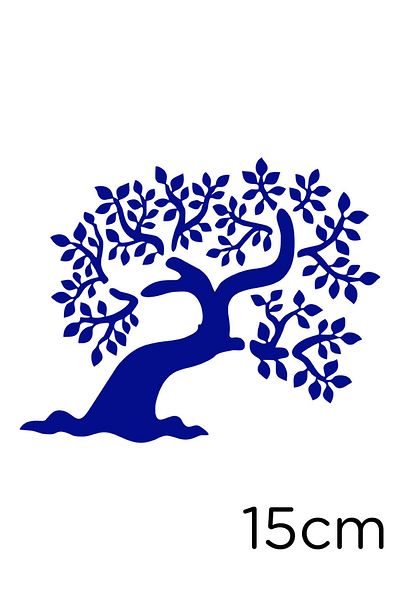 New Jargon Lotus Flower Tree Motif Sticker Paste 15cm - Navy Blue