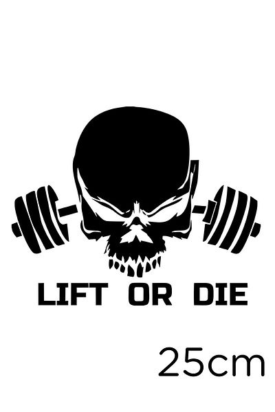 New Jargon Autocolant Lift Or Die Skull Barbells 25cm - Negru