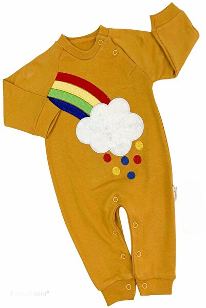 babixkids Baby Girl Yellow Rainbow Cloudy Cotton Jumpsuit