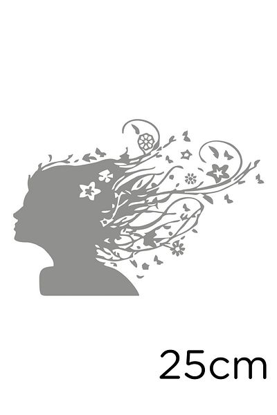 New Jargon Butterfly And Flowers Inside Woman's Hair Sticker 25cm -