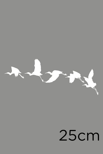 New Jargon Pelicans Flying in a Flock Autocolant Lipire 25cm - Alb