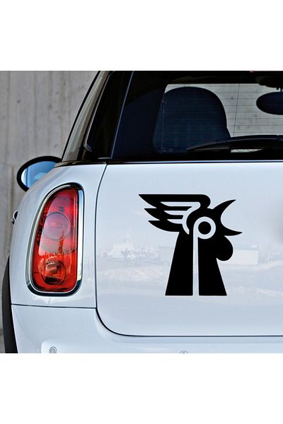 New Jargon Autocolant pentru mașină și perete cu cocoș care cântă timpuriu 25 cm - negru