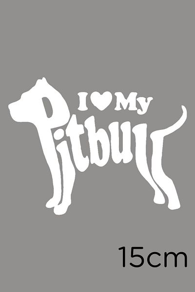 New Jargon Autocolant pentru vehicul I Love My Pitbull Dog 15cm - Alb