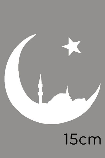 New Jargon Autocolant Istanbul și Lună și Steaua 15cm - Alb