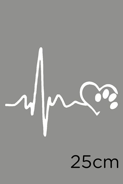 New Jargon Pulse Heartbeat Paw Pethop Autocolant 25cm - Alb