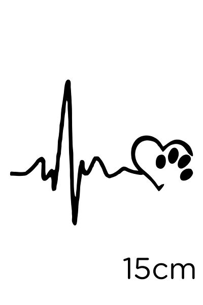 New Jargon Pulse Heartbeat Paw Pethop Autocolant 15cm - Negru
