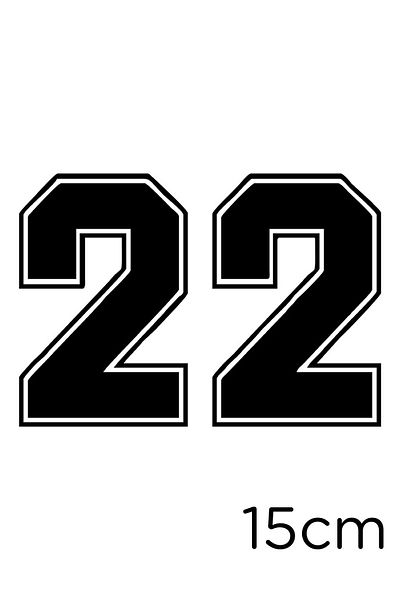 New Jargon Autocolant cu număr de 22 de contur exterior 15 cm - negru
