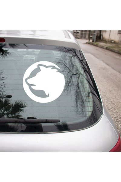 New Jargon Autocolant Lup care se uită atent în stânga într-un cilindru 25 cm - alb