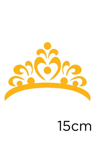 New Jargon Flower Pattern Shaped Princess Crown Sticker Pasting 15cm - Yellow