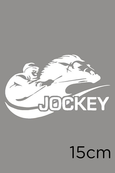 New Jargon Autocolant de perete cu jockey și cal în galop 15 cm - alb