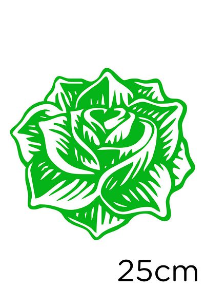New Jargon Spring Opened Rose Grain Sticker Paste 25cm for Vehicle and Wall - Green