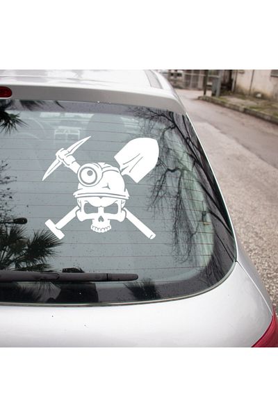 New Jargon Autocolant pentru masca cu craniu Ancoră cu lopată 25cm - Alb