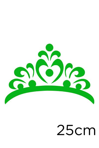 New Jargon Flower Pattern Shaped Princess Crown Sticker Paste 25cm - Green